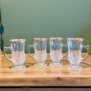 Vintage Astra Gold Cut Crystal Mugs – Gold Greek Key Trim – Set of 4